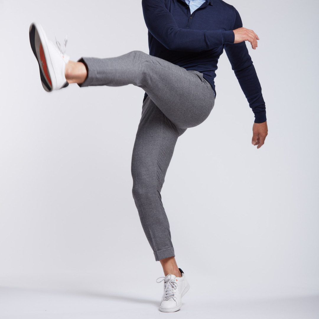 city pant gris clair avec pince en laine merinos super 130