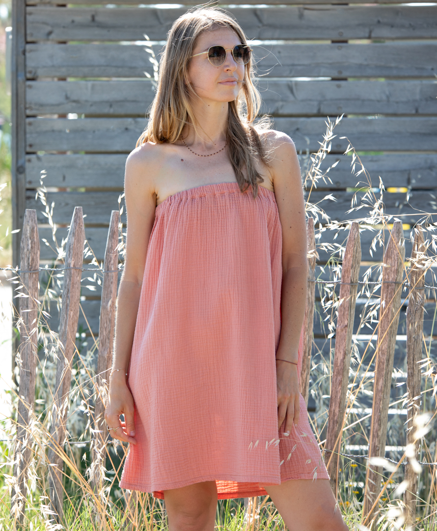 Robe féminine estivale made in france saumon