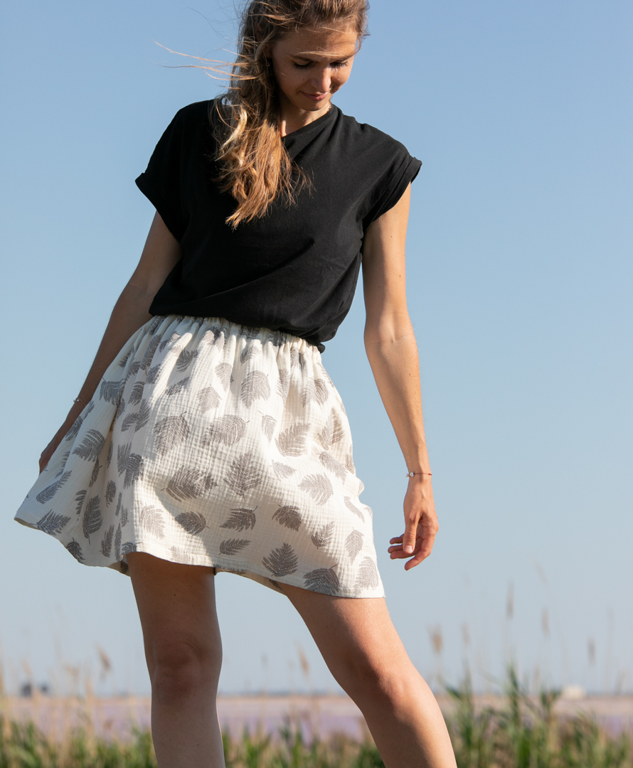 Jupe Marguerite fougère fabriquée en France à la commande