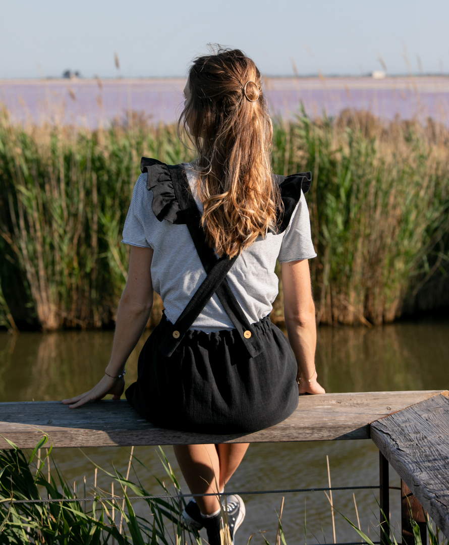 Robe salopette noire Lauriane biodégradable