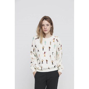 Pull à motifs en coton bio "Mitos" - Blanc