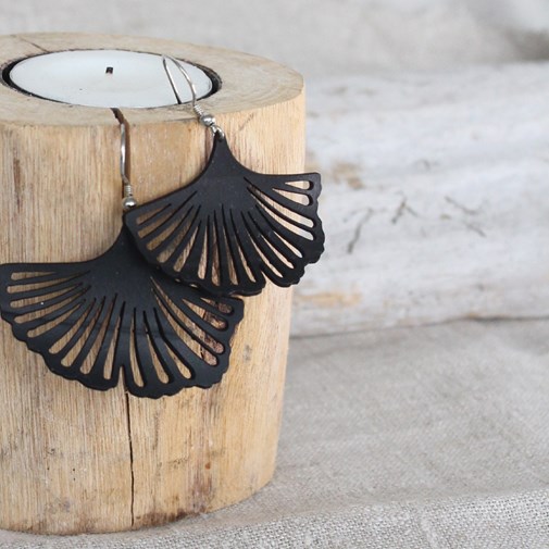 Boucles d'oreilles Gingko - Upcycling élégant - Livraison offerte