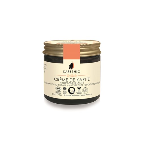 Crème de karité hydratante et matifiante visage - peaux mixtes à grasses - Pot en verre 50ml