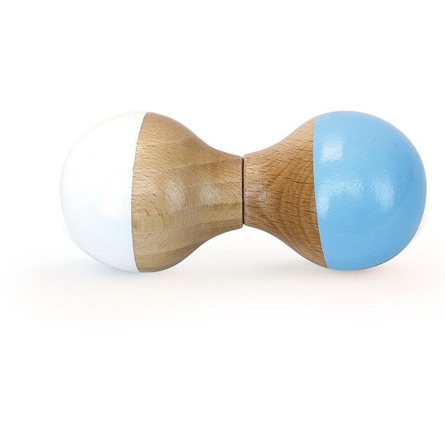 Hochet Du Jura Blanc Et Bleu Ciel - Bois - Fabriqué en France 3