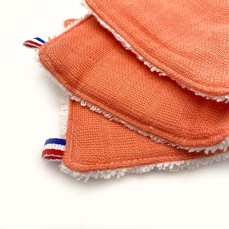 Lingettes lavables en Coton Bio Blanc et Rouge 2