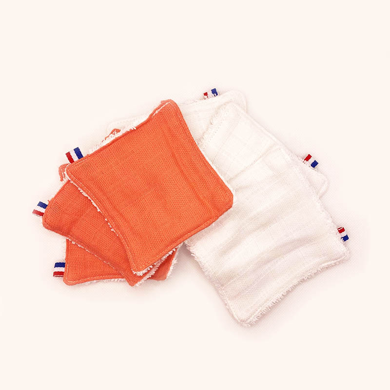 Lingettes lavables en Coton Bio Blanc et Rouge 3