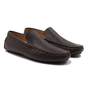 Mocassins picots Cuir Grainé marron