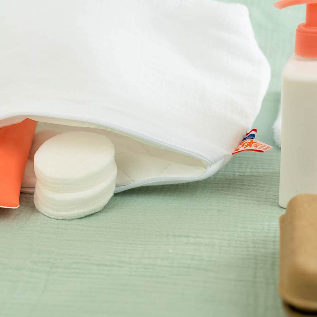 Trousse de Toilette en Coton Bio Blanc 4