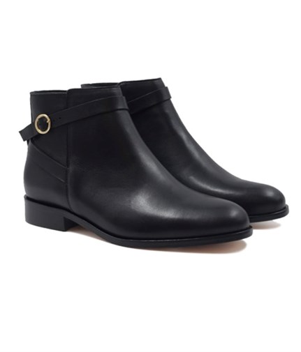 Bottines cavalières plates cuir noir