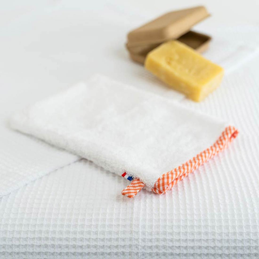 Gant de toilette en Coton Bio Blanc 3