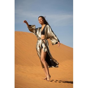 Elsa - Kimono long Or Noir 