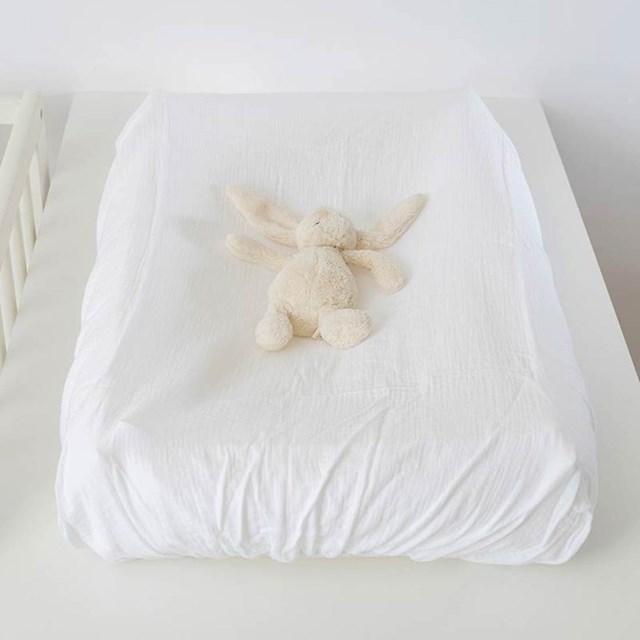 Housse de Matelas à Langer en Coton Bio Blanc 5