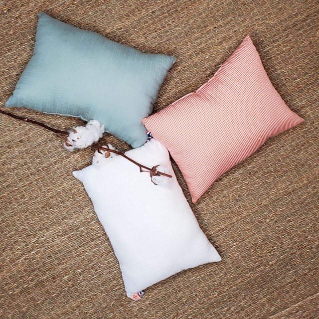 Coussin Rectangle en Coton Bio Vichy 2