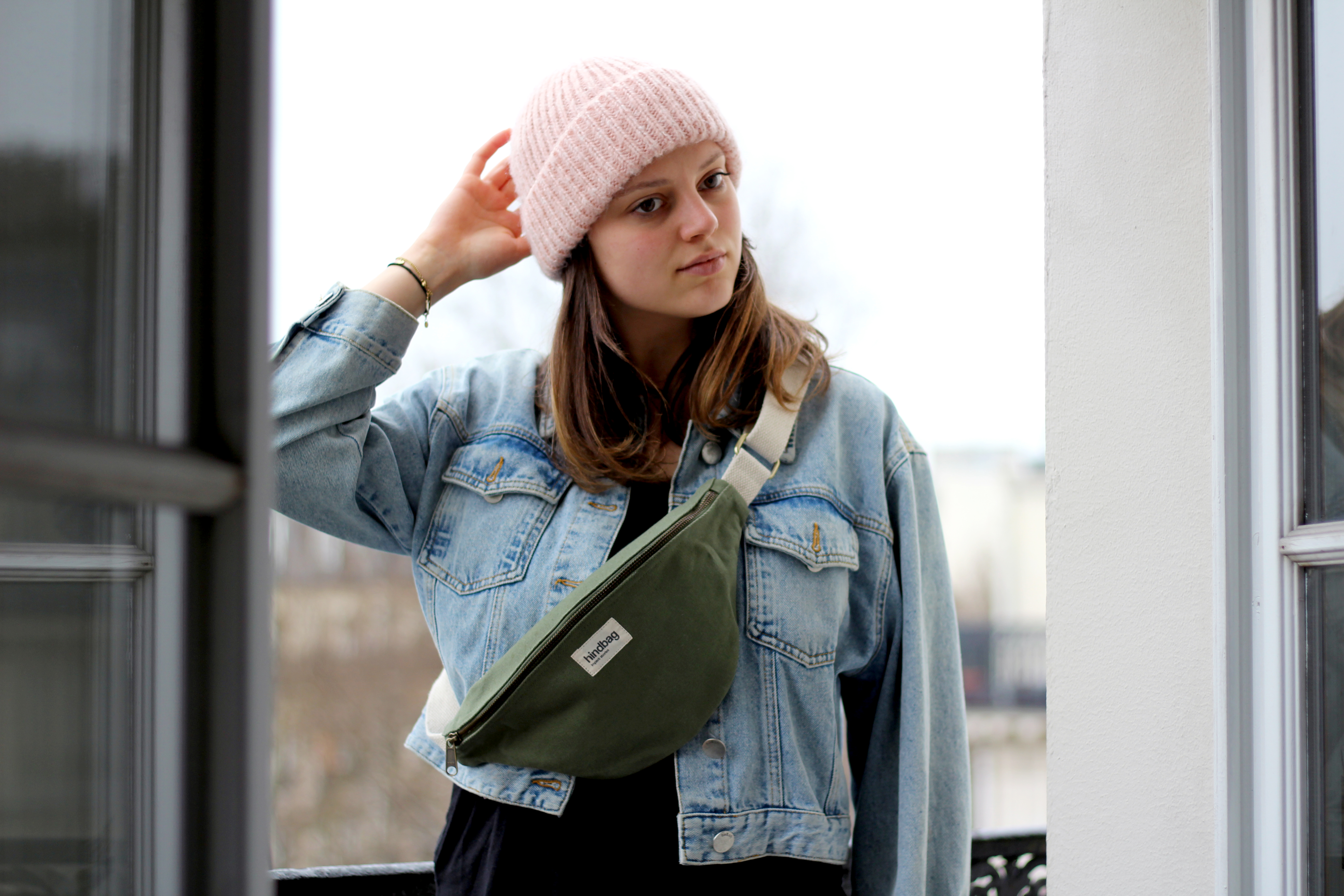 Sac banane OLIVIA, vert olive, coton bio 4