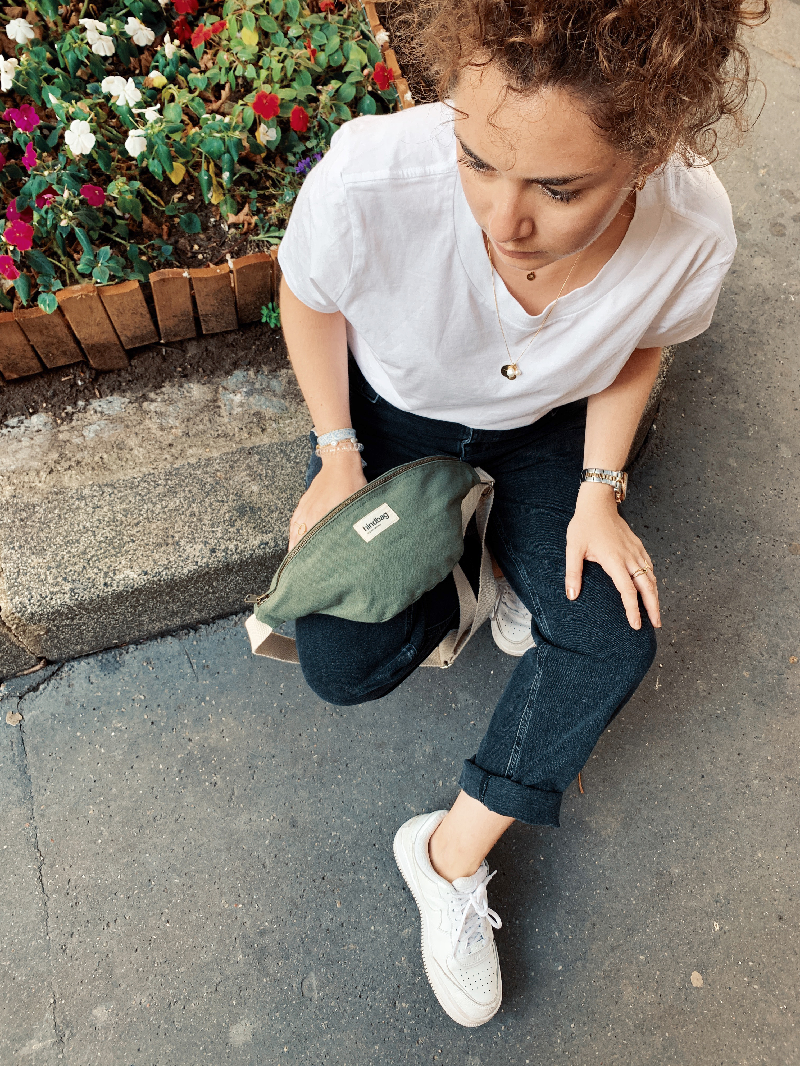 Sac banane OLIVIA, vert olive, coton bio 3