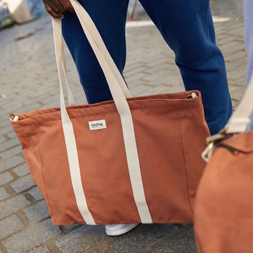 Sac weekend JEAN, avec bandoulière, orange sienne, coton bio