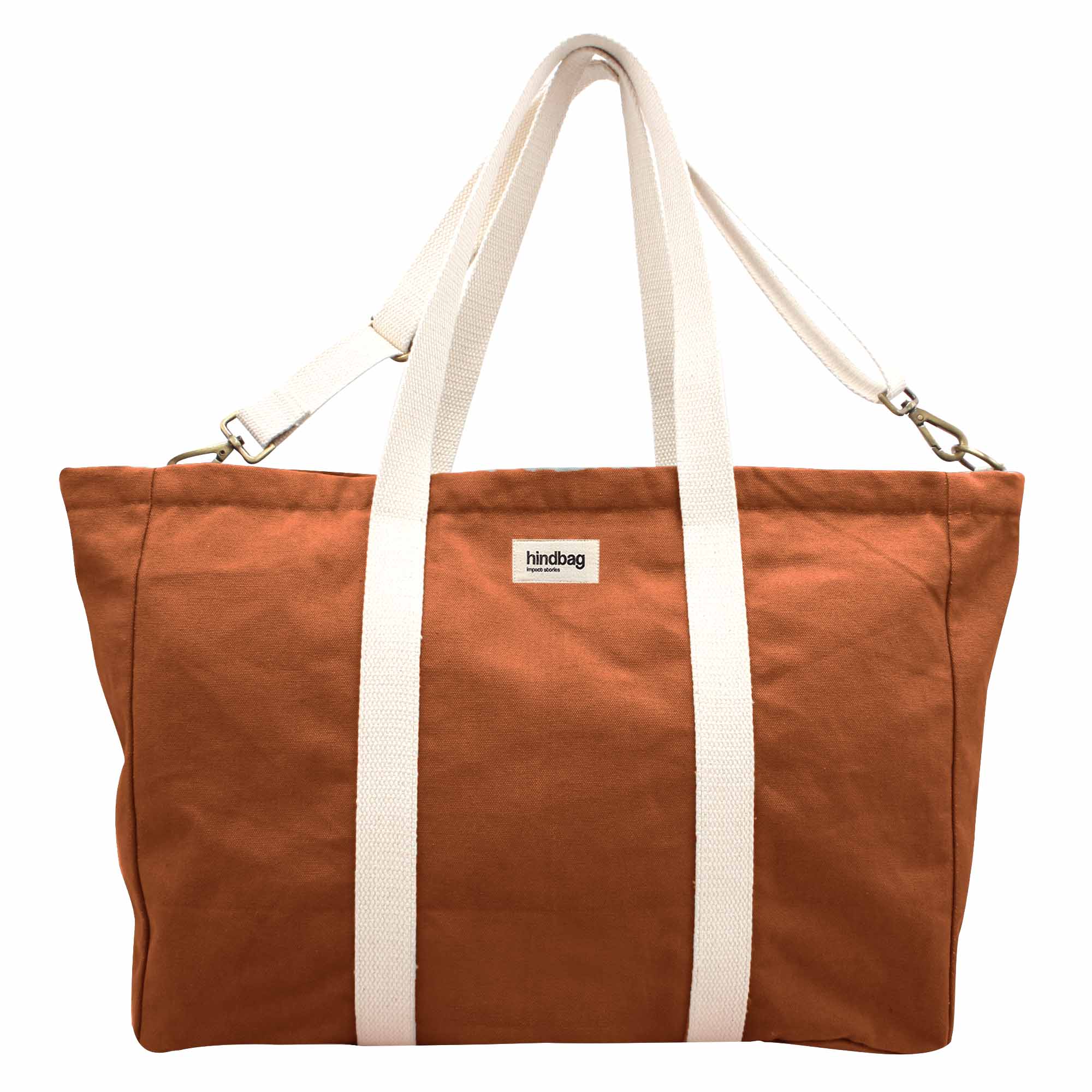 Sac weekend JEAN, avec bandoulière, orange sienne, coton bio 2