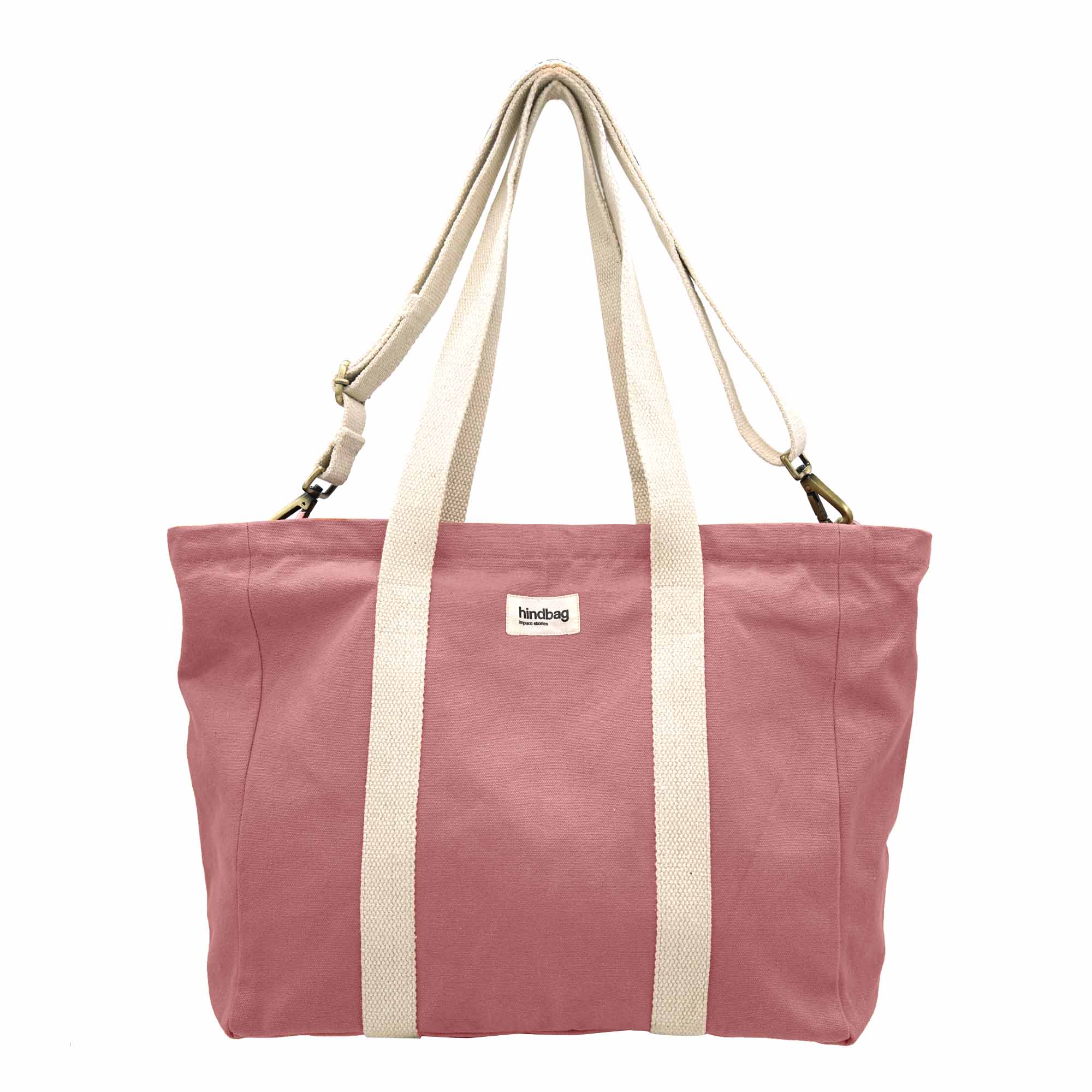 Sac cabas avec bandoulière CESAR, rose blush, coton bio 2