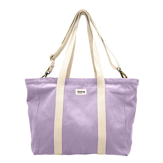 Sac cabas avec bandoulière CESAR, lilas, coton bio 2