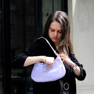 Sac baguette ROMY, lilas, coton bio