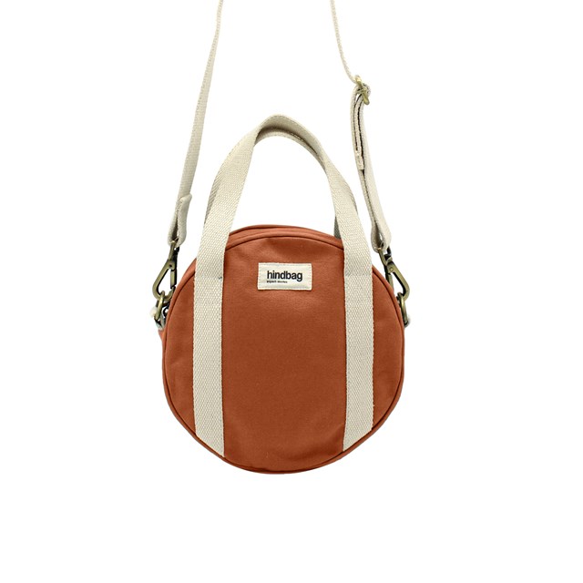 Sac à main rond LOUIS, avec bandoulière, orange sienne, coton bio 2