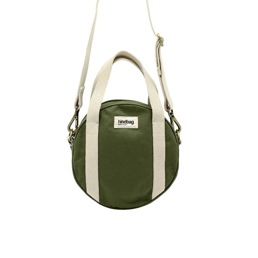 Sac à main rond LOUIS, avec bandoulière, vert olive, coton bio