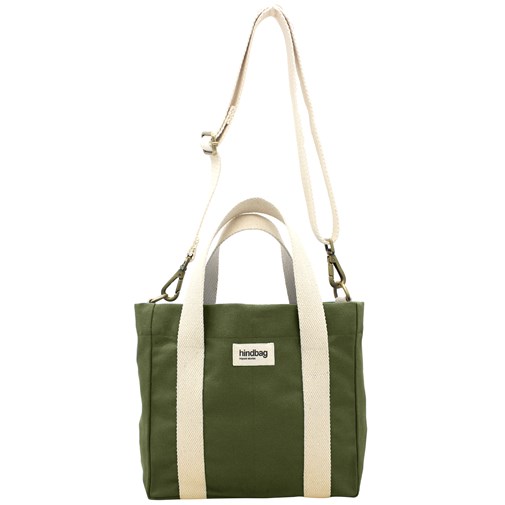 Sac à main cabas LOUISE, avec bandoulière, vert olive, coton bio