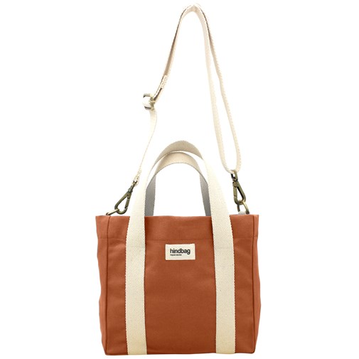 Sac à main cabas LOUISE, avec bandoulière, orange sienne, coton bio