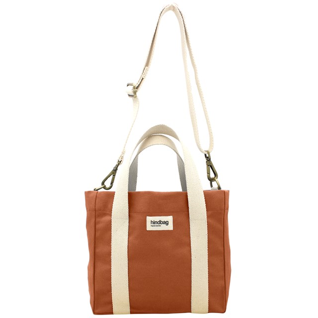 Sac à main cabas LOUISE, avec bandoulière, orange sienne, coton bio 2