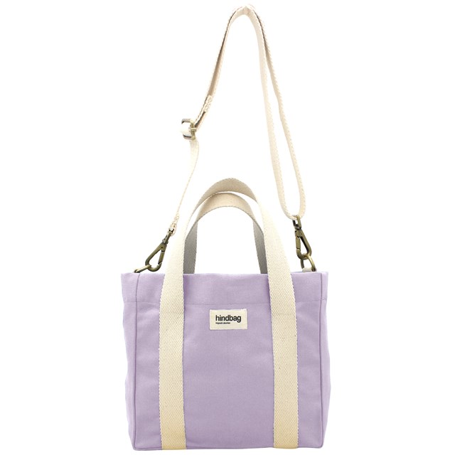 Sac à main cabas LOUISE, avec bandoulière, lilas, coton bio 2