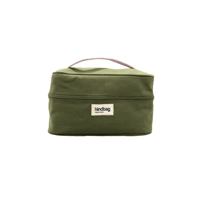 Trousse de toilette Vanity GASPARD, vert olive, coton bio 2