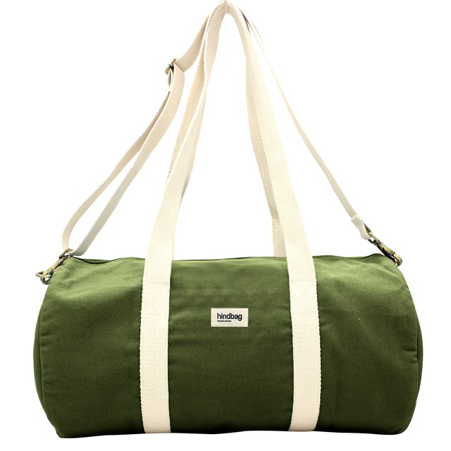 Sac polochon SIMON, avec bandoulière, vert olive, coton bio 2
