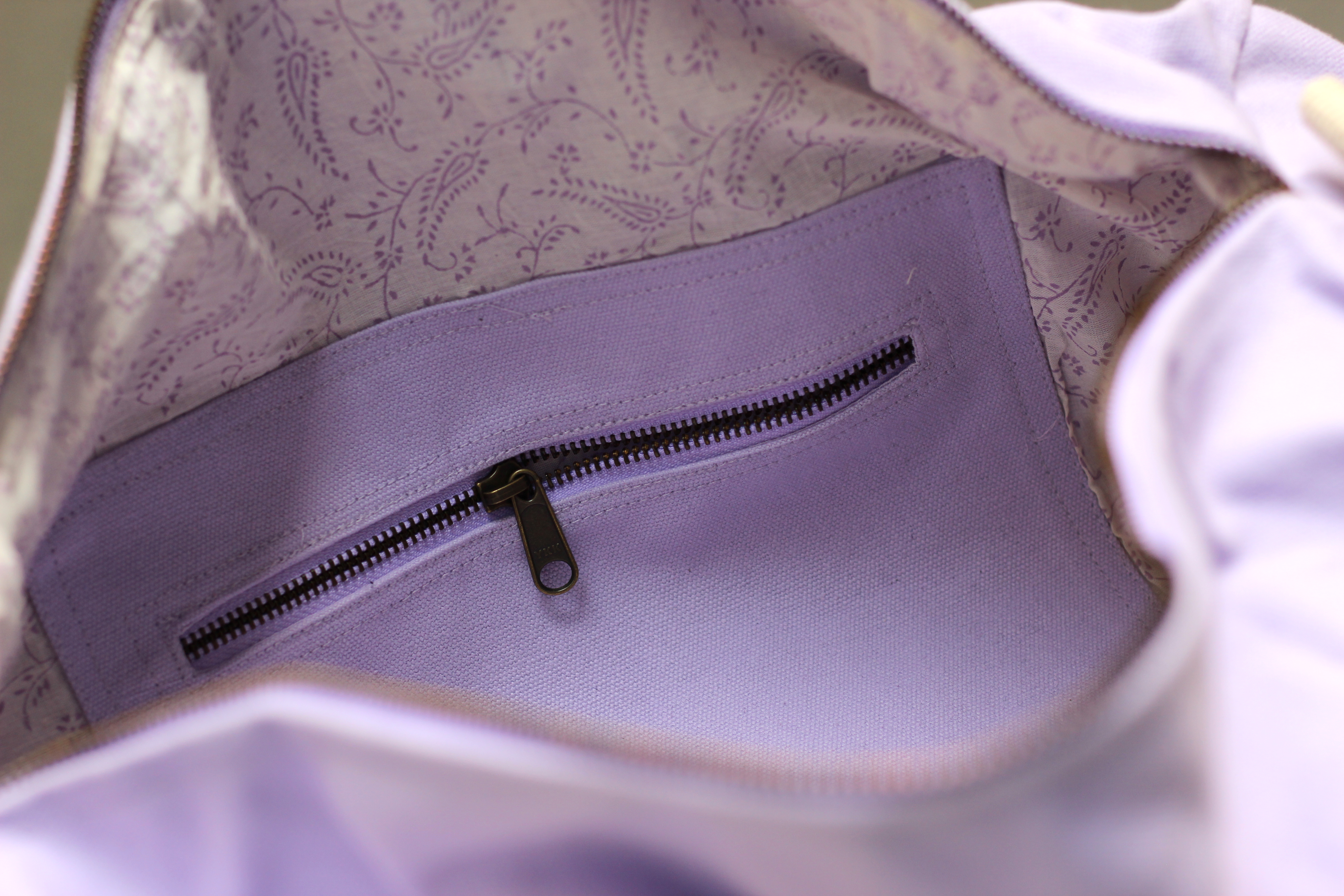 Sac polochon SIMON, avec bandoulière, lilas, coton bio 3