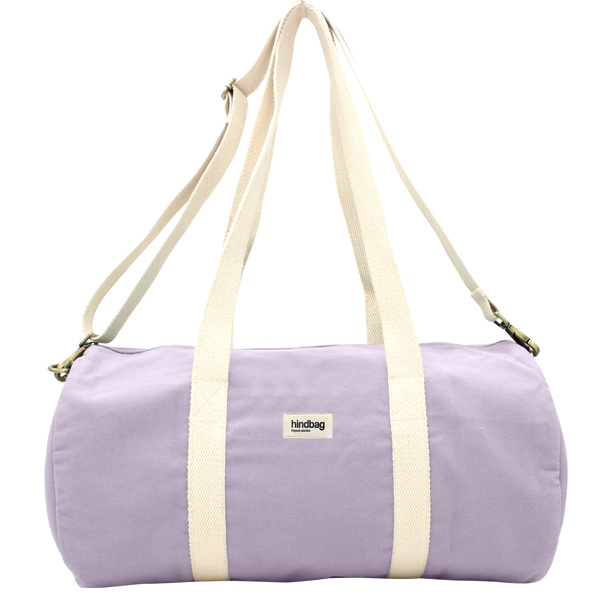 Sac polochon SIMON, avec bandoulière, lilas, coton bio 2