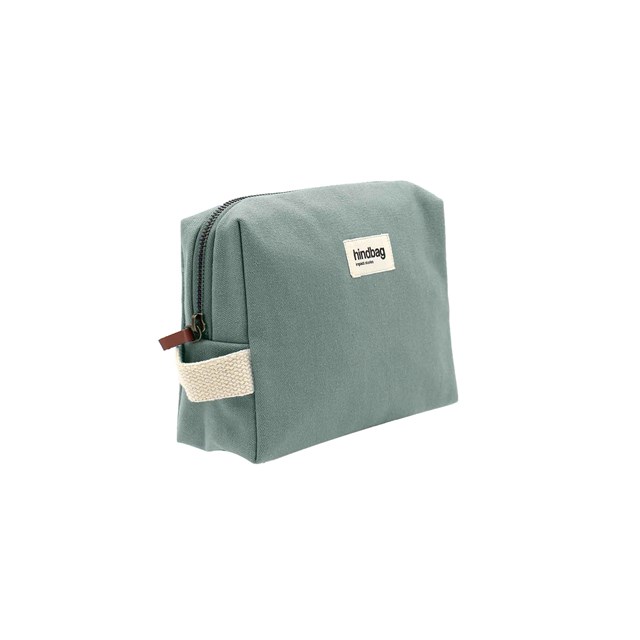 Trousse de toilette LEON, vert sauge, coton bio 3