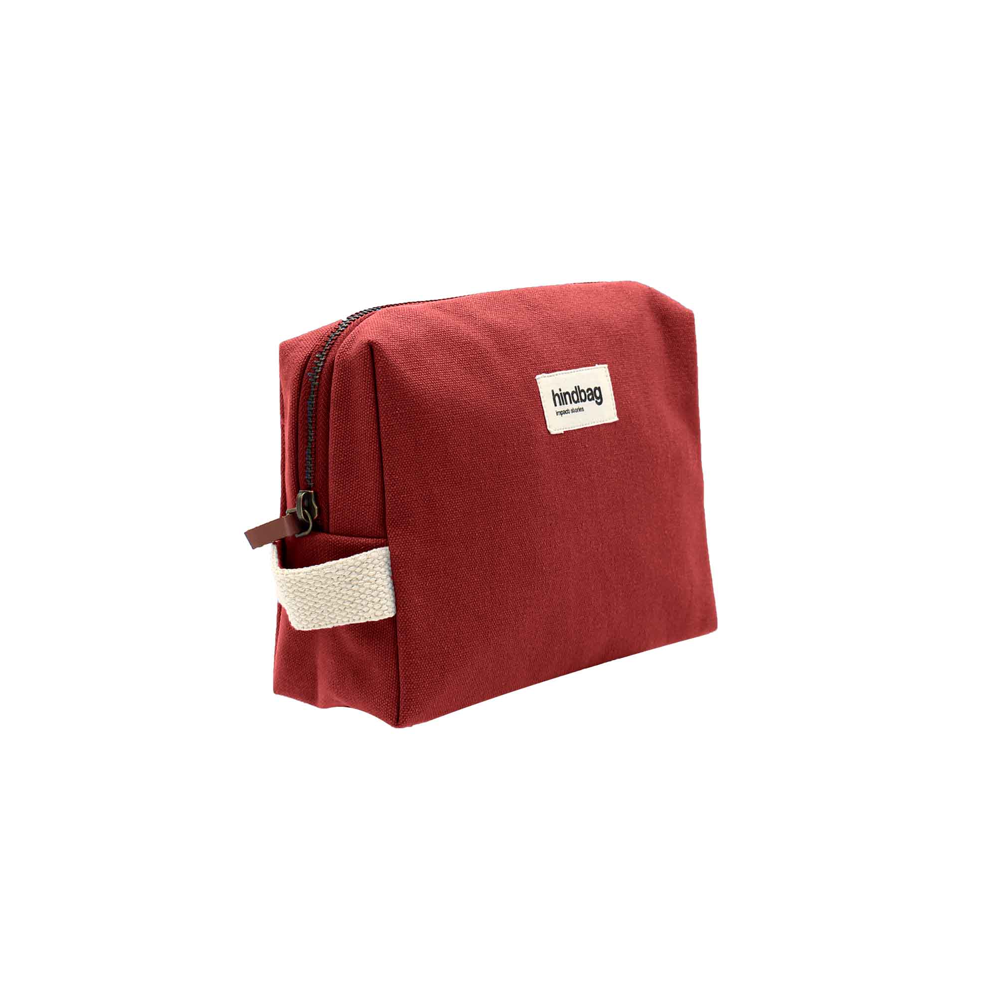 Trousse de toilette LEON, rouge terracotta, coton bio 3