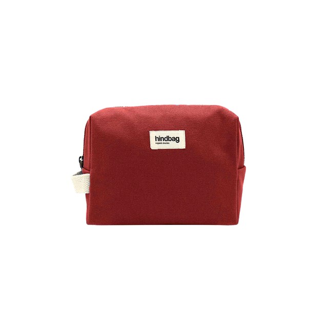 Trousse de toilette LEON, rouge terracotta, coton bio 2