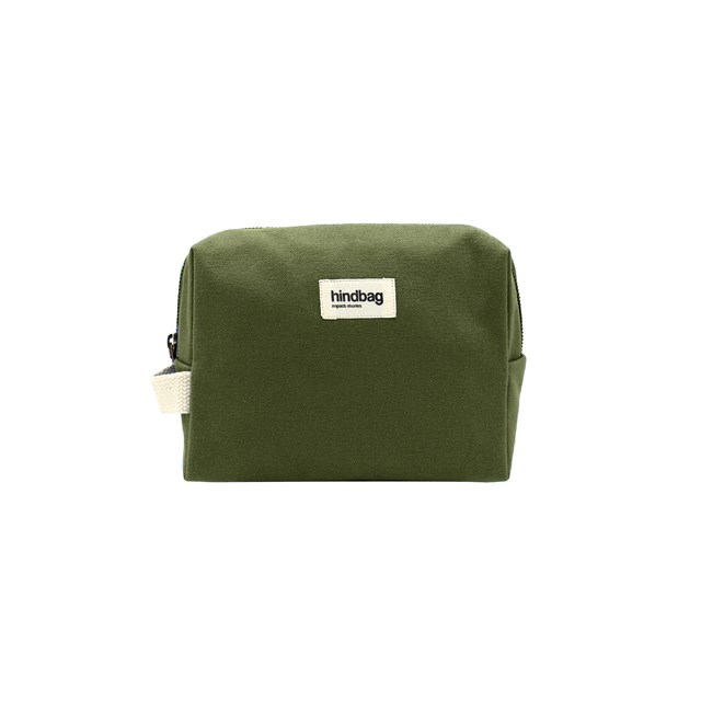 Trousse de toilette LEON, vert olive, coton bio 2
