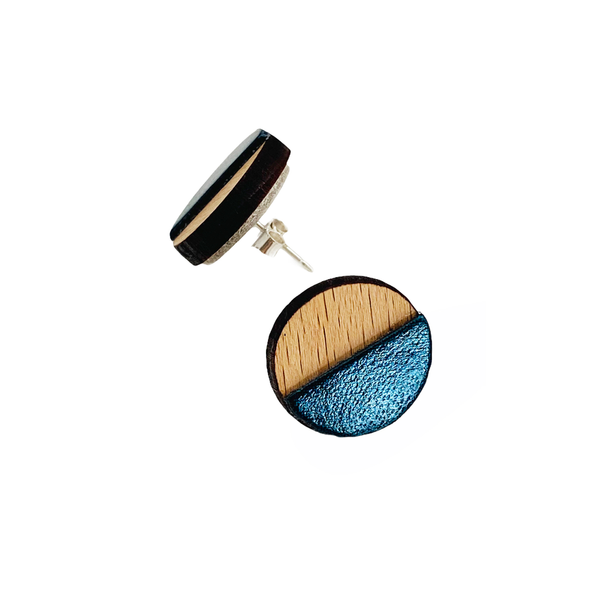 Puces d’oreilles DEMI-LUNE bleu pétrole 4