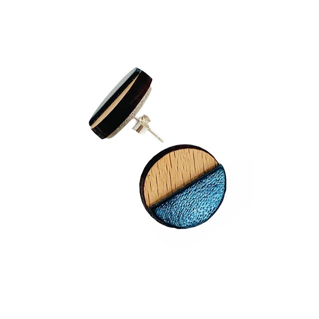 Puces d’oreilles DEMI-LUNE bleu pétrole 4