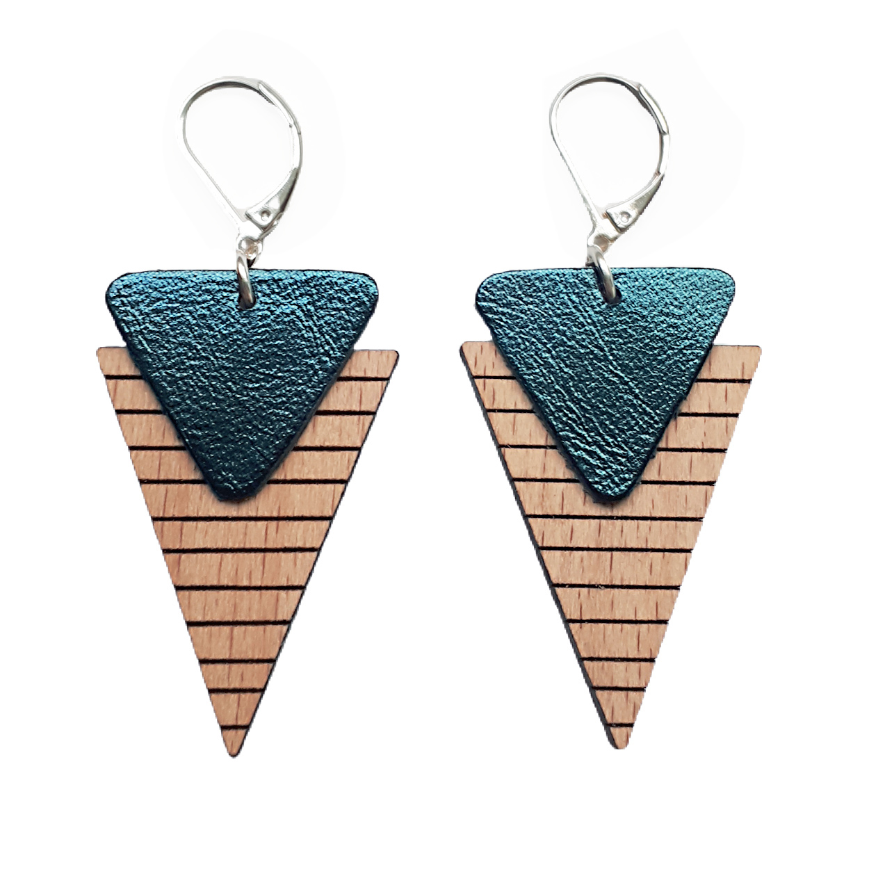 Boucle en bois et cuir MARINIERE bleu pétrole 3