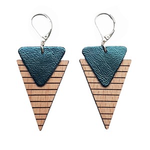 Boucle en bois et cuir MARINIERE bleu pétrole