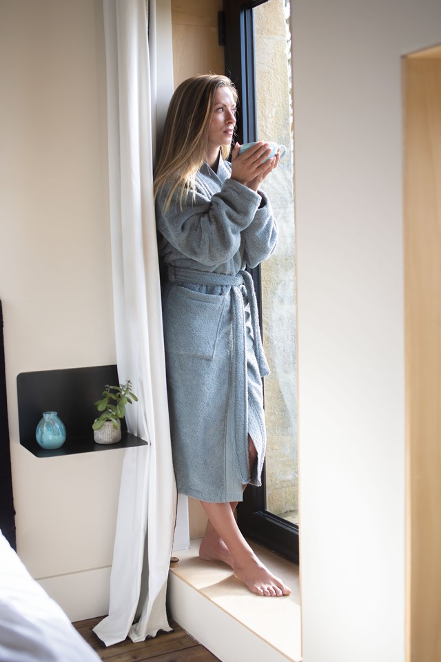 Peignoir-Kimono Unisexe  "Bleu Nébuleux" en Coton 100 % Biologique  7