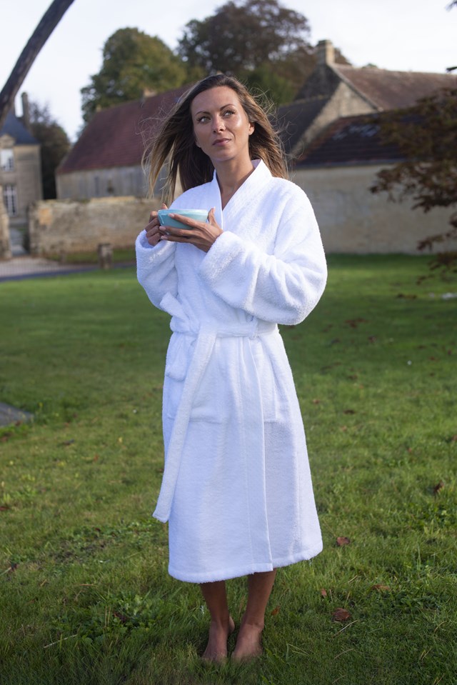 Peignoir-Kimono Unisexe  "Blanc Pur" en Coton 100 % Biologique  4
