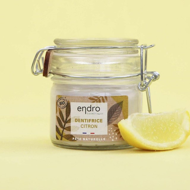 Pot de dentifrice pâte citron en verre consigné et recyclable : zéro déchet
