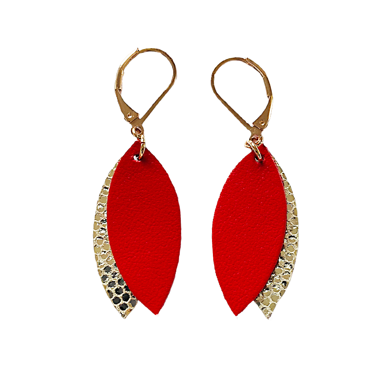 Boucles d'oreilles en cuir MINI-PETALE rouge 5