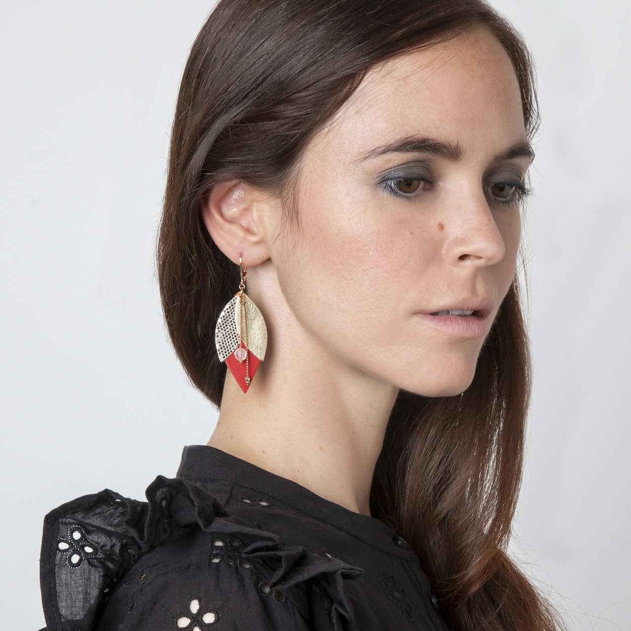 Boucles d'oreilles en cuir TULIPE rouge 5
