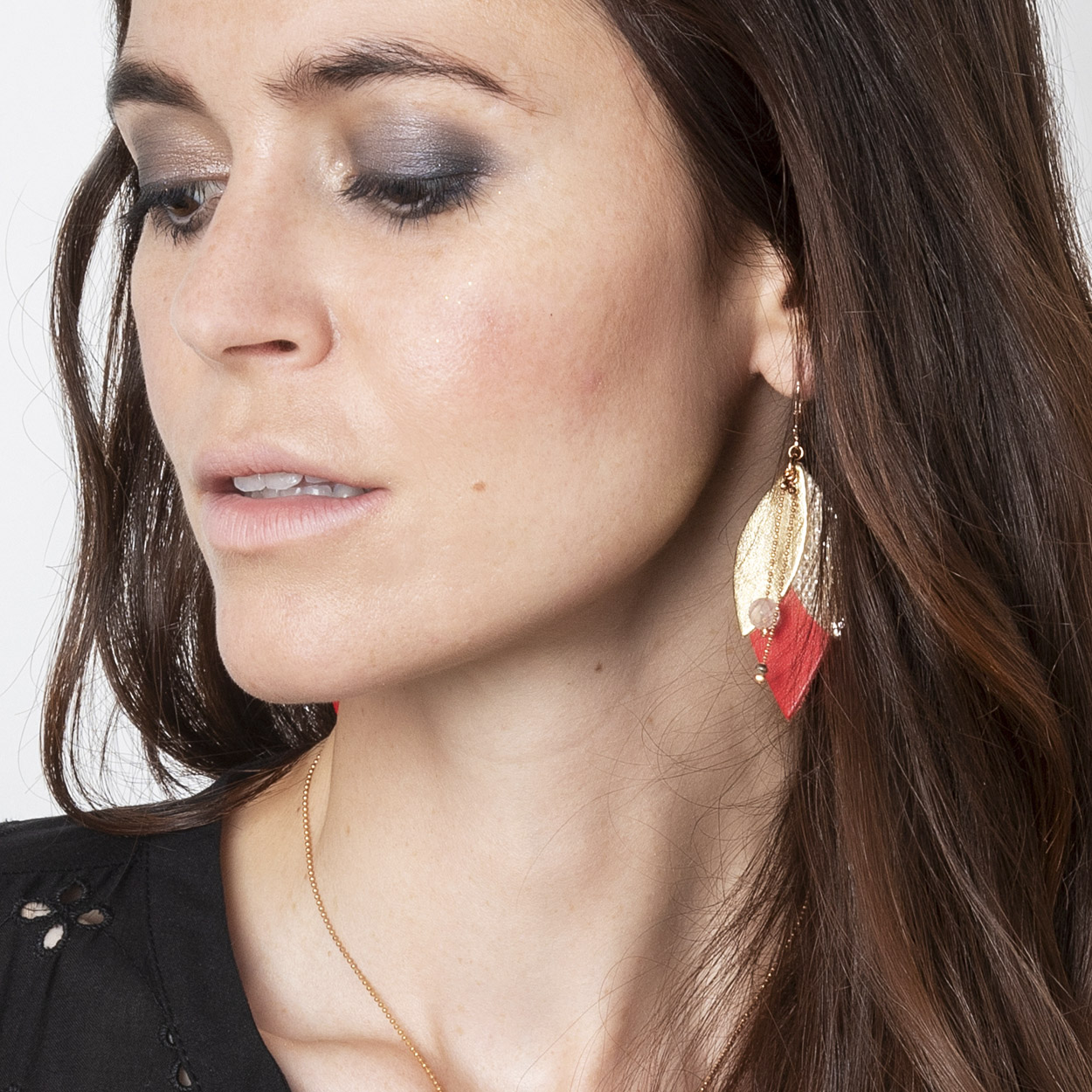Boucles d'oreilles en cuir TULIPE rouge 6