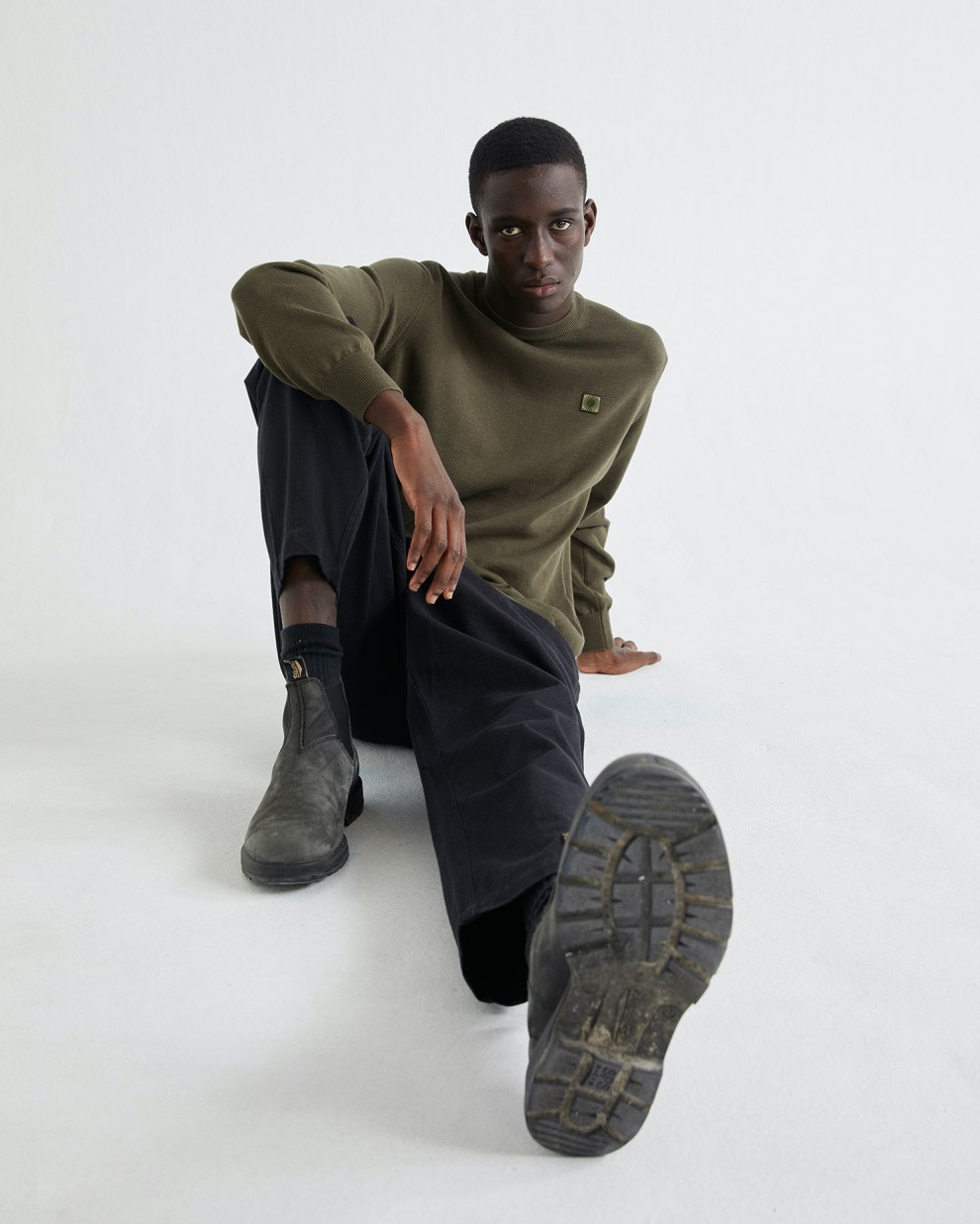 Pull en coton recyclé vert olive - Orlando de Thinking MU 5