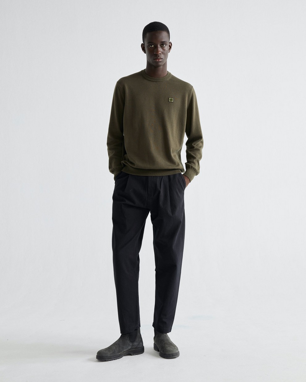 Pull en coton recyclé vert olive - Orlando de Thinking MU 2